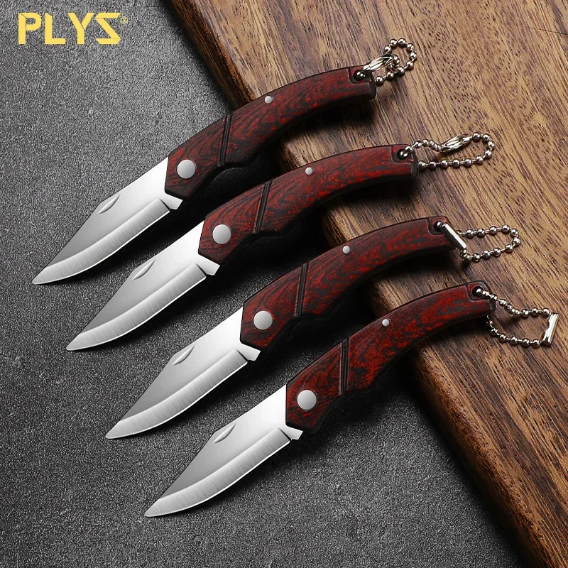 12pcs mini folding knife, multi-functional mini pocket knife with wooden handle, fruit knife, outdoor stainless steel knife