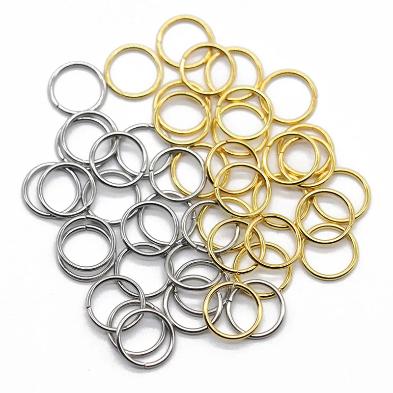 100PCS Gold Plated Stainless Steel Open Jump Rings 4 5 6 7 8 10 12mm Split Rings Connectors For Necklace Jewelry Making Findings