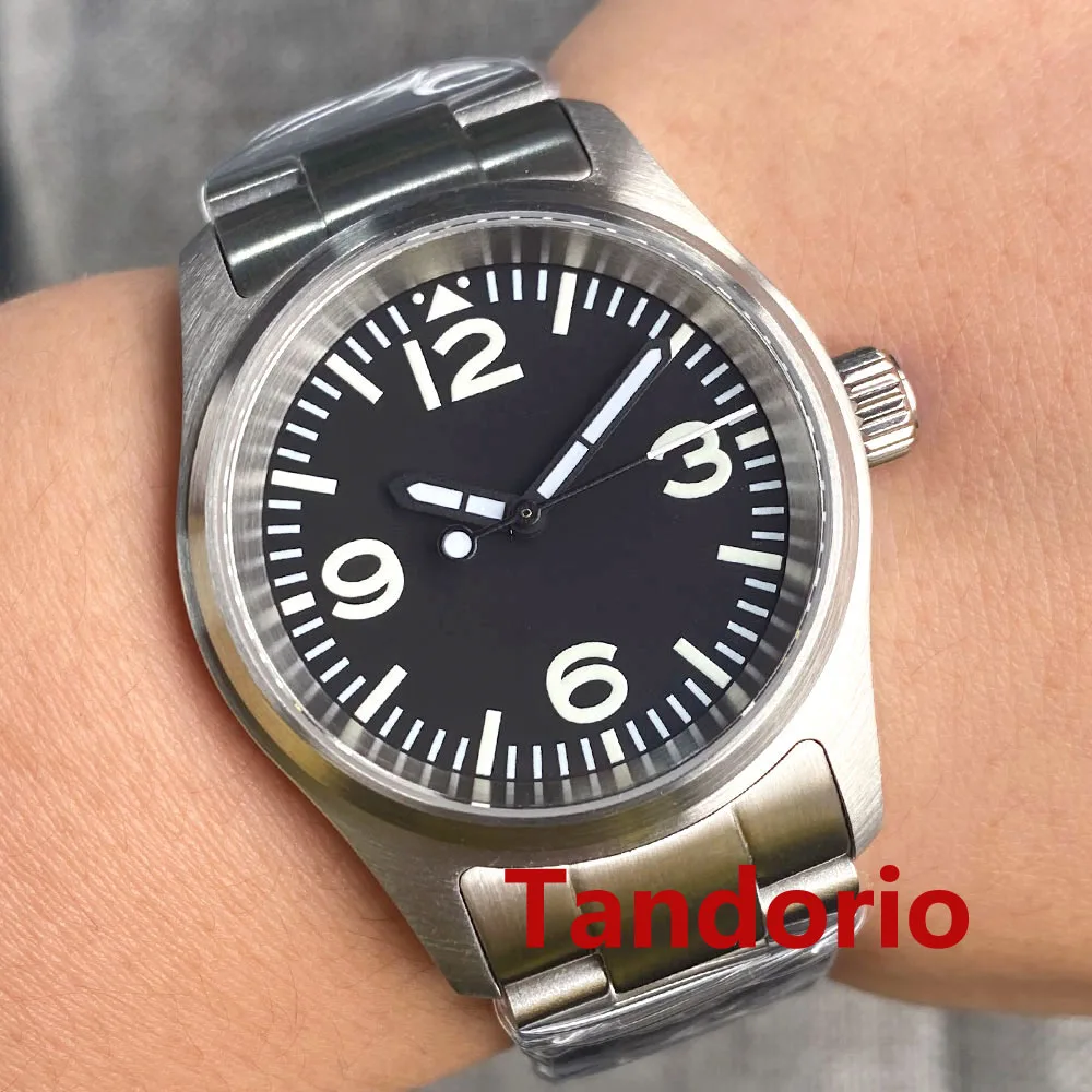 Imagem -03 - Tandorio 36 mm 20atm à Prova Impermeável Água Mergulho Piloto Safira Vidro Mostrador Preto Nh35a Pt5000 Aviação Automática Relógio Masculino Verde Luminoso