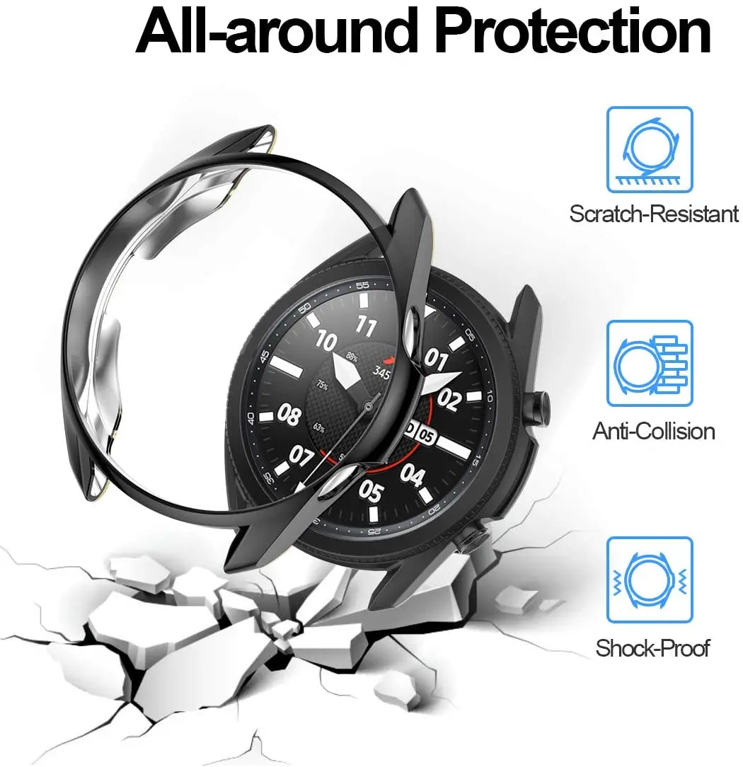 Case For Samsung Galaxy Watch 3 45mm 41mm Protective   Cover Soft TPU Screen Protector Bumper Cases For Galaxy Watch 3 41 45mm