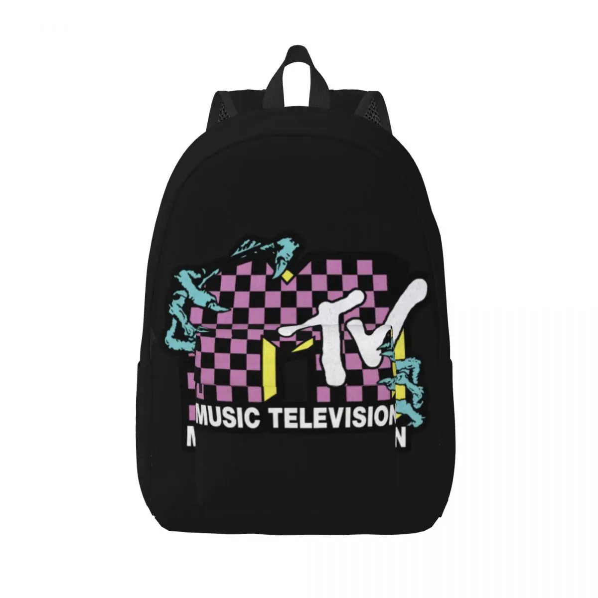 

Retro MTVs Logo Backpack Leopard Print Boy Polyester Daily Backpacks Large Kawaii School Bags Rucksack