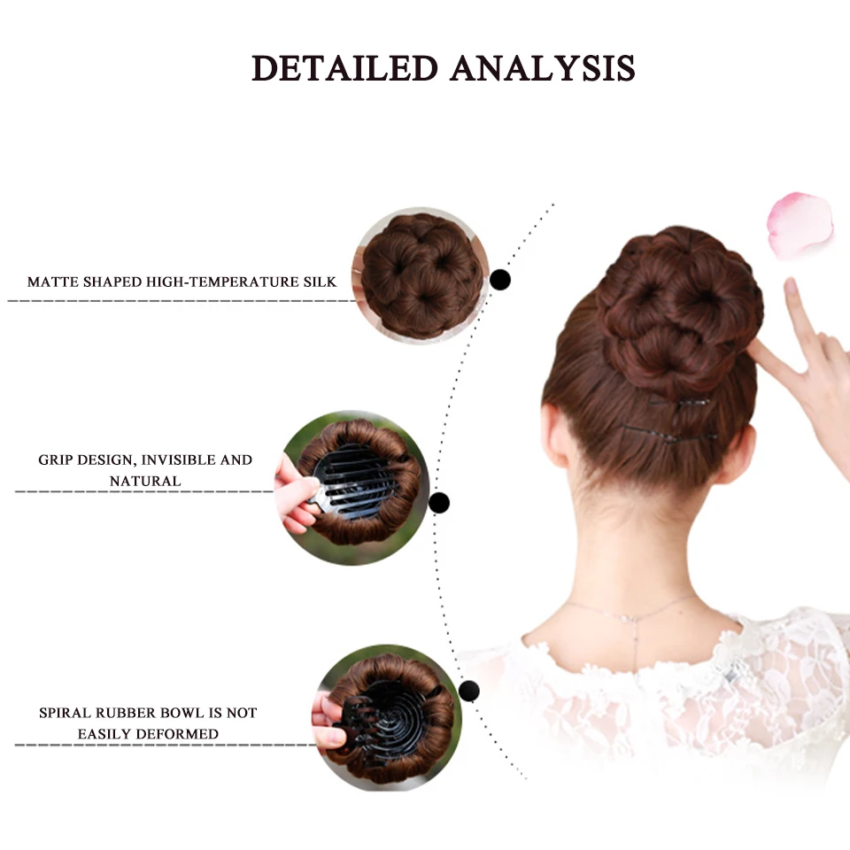 EASTSECRESynthetic Women Chignon Donut Clip in ponytail Extensions Nine Flowers Hair Bun High Temperature Fiber Hair Bun Chignon