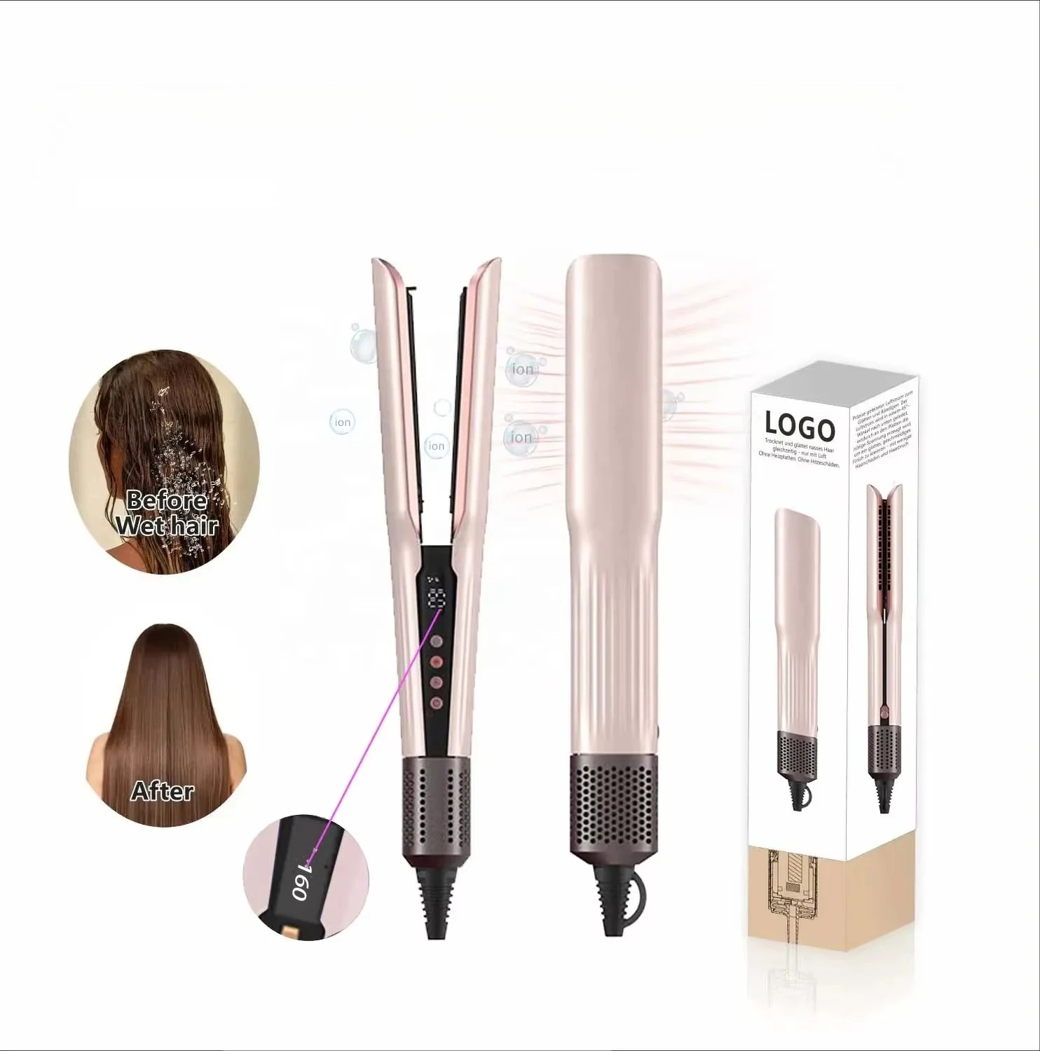 

High Speed BLDC Negative Ion LCD Display 1300W Hot Air Straightener Wet/Dry Fast Drying Electric for Women