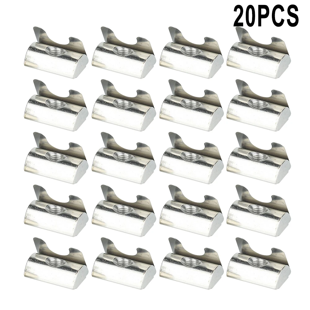 20pcs M8 Spring-Integrated Sliding Nut for Aluminum T-Slot Framing Systems Supporting 30 40 and 45 Series Profiles