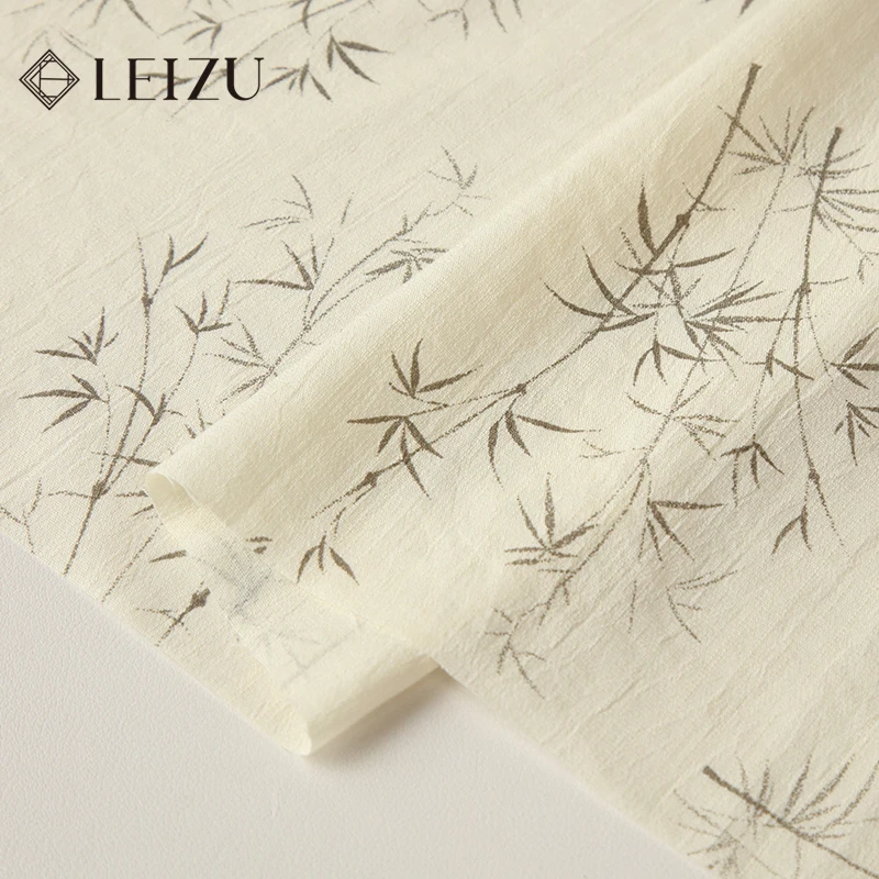 

0.5m/1m/2m Beige Ink Bamboo Printed Cotton Fabric National Elegant Style Soft Breathable DIY Dress, Shirts, Pajamas, Bedding