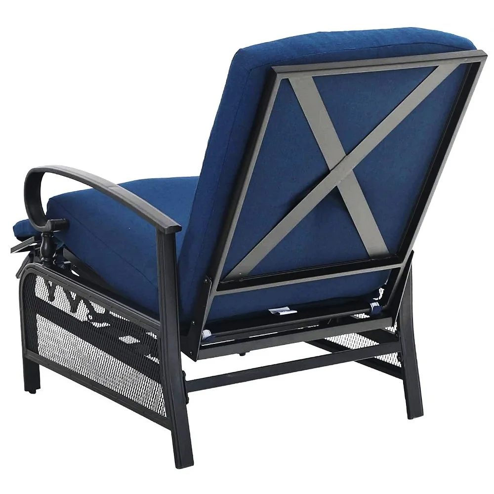 طقم كرسي فناء مكون من قطعتين مع وسادة خارجية قابلة للتعديل باللون الأزرق