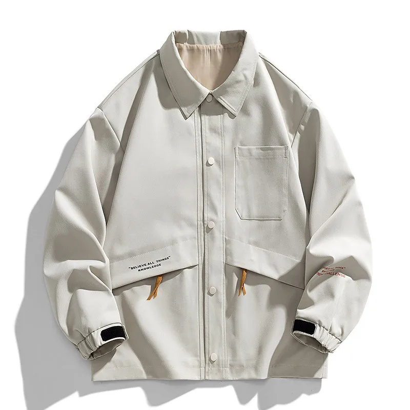 

Spring And Autumn New Loose Jacket Boys Versatile Jacket Youth Trend Lapel Top Cardigan Casual Fashion Men's Clothing