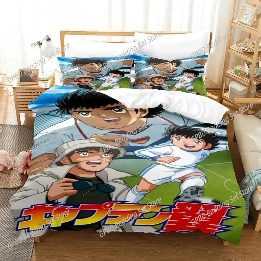 Anime Captain Tsubasa Comfortable Duvet Quilt Cover Pillowcase Bedding Set Children Bedroom Decoration Home Textile