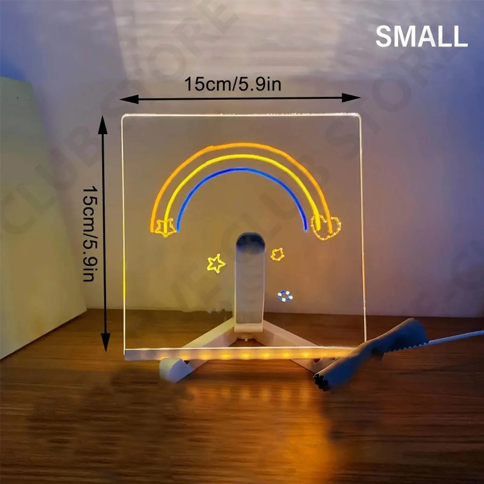 LED light up อะคริลิคกระดานข้อความ Erasable 15*15 ซม. USB เด็กกระดานวาดภาพ DIY สําหรับของขวัญวันเกิดบาร์บอร์ดโฆษณา