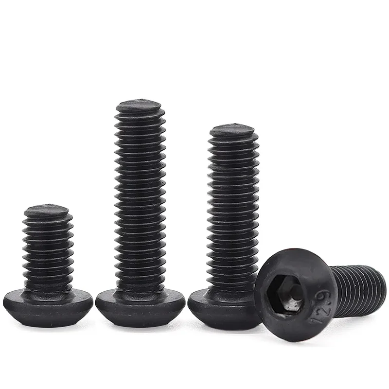 10-200pcs Hexagon Hex Socket Head screw ISO7380 M2 M2.5 M3 M4 M5 M6 M8 Black Grade 10.9 Steel Button Head Allen Bolt Screws