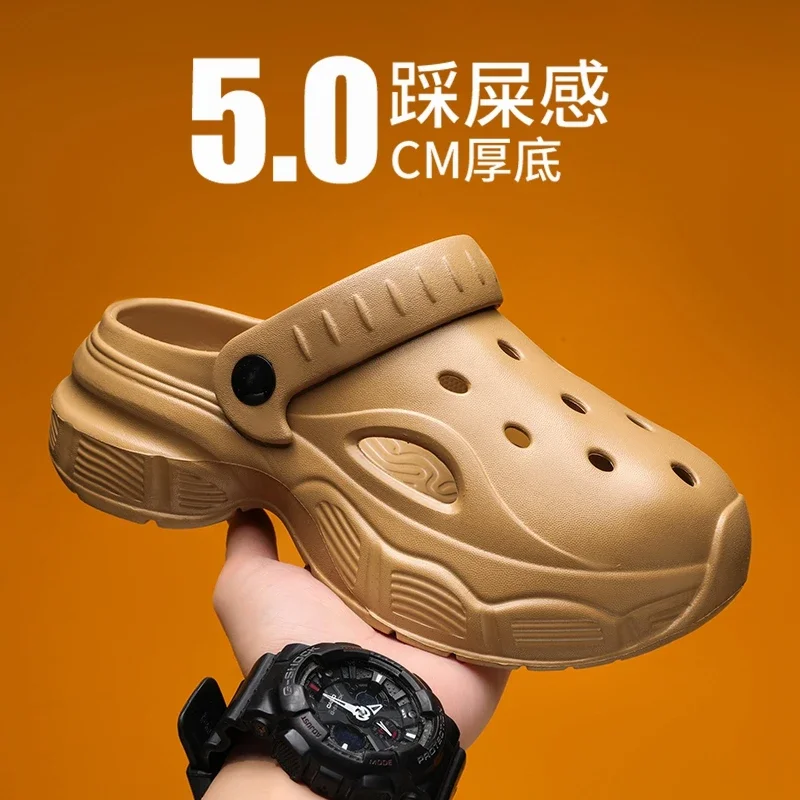 

Модные летние парные тапочки на толстой подошве, мужская повседневная непромокаемая обувь, женские нескользящие сандалии из ЭВА, мужские уличные пляжные шлепанцы