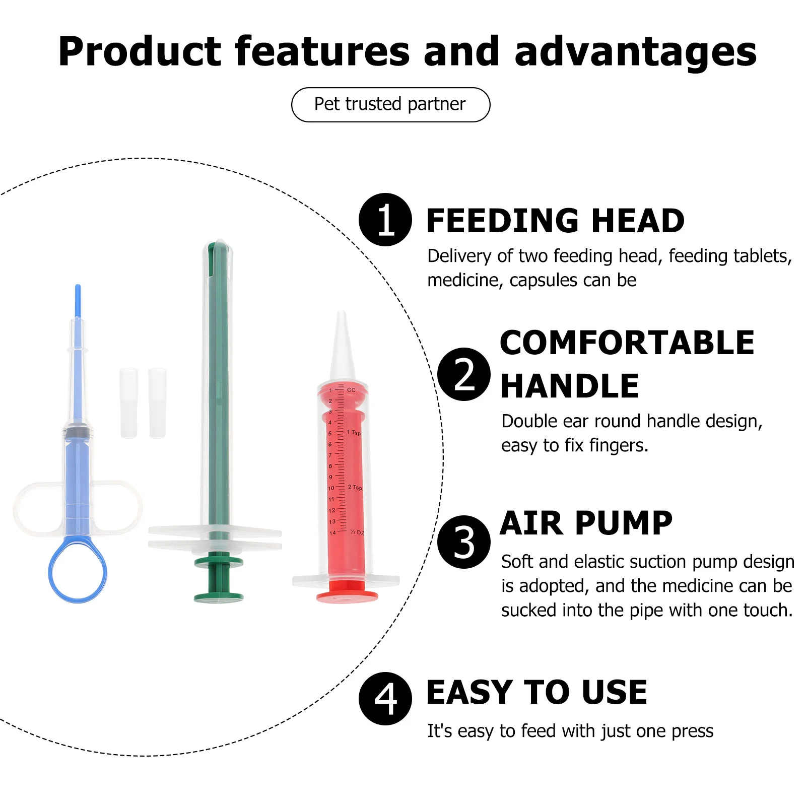 2 Sets of Practical Pet Pill Tablet Feeders Push Type Pet Feeding Kits Pet Pill Dispensers Pet Tube Pill Feeders