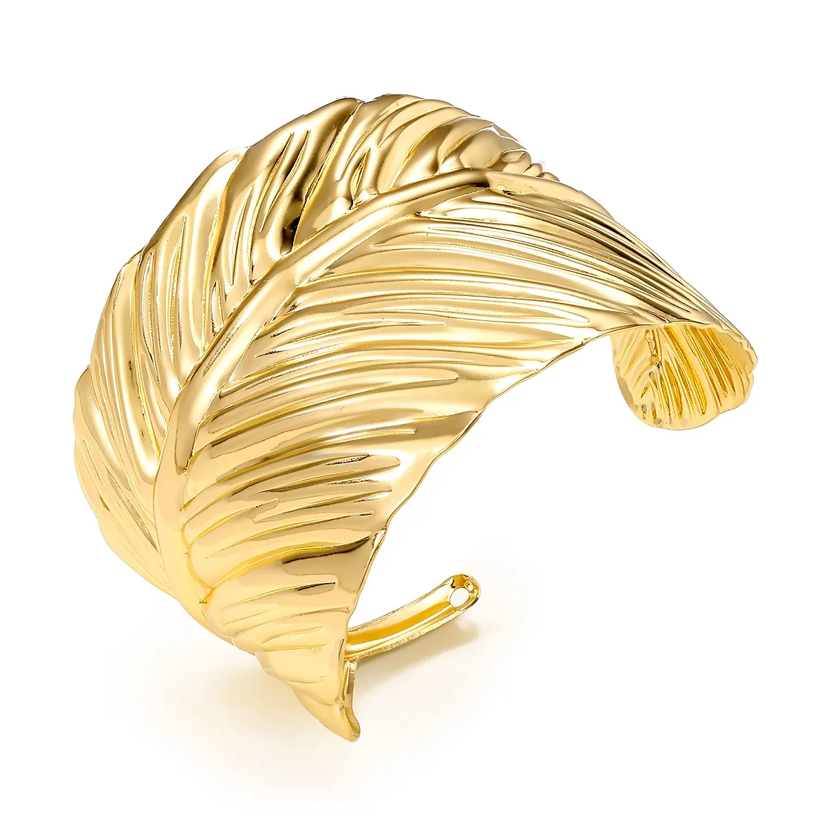 DIEZI Punk Gold Color Leaves Cuff Wide Bangles Vintage Fashion Metal Bangle For Women Men Bracelets 2024 New Party Jewelry