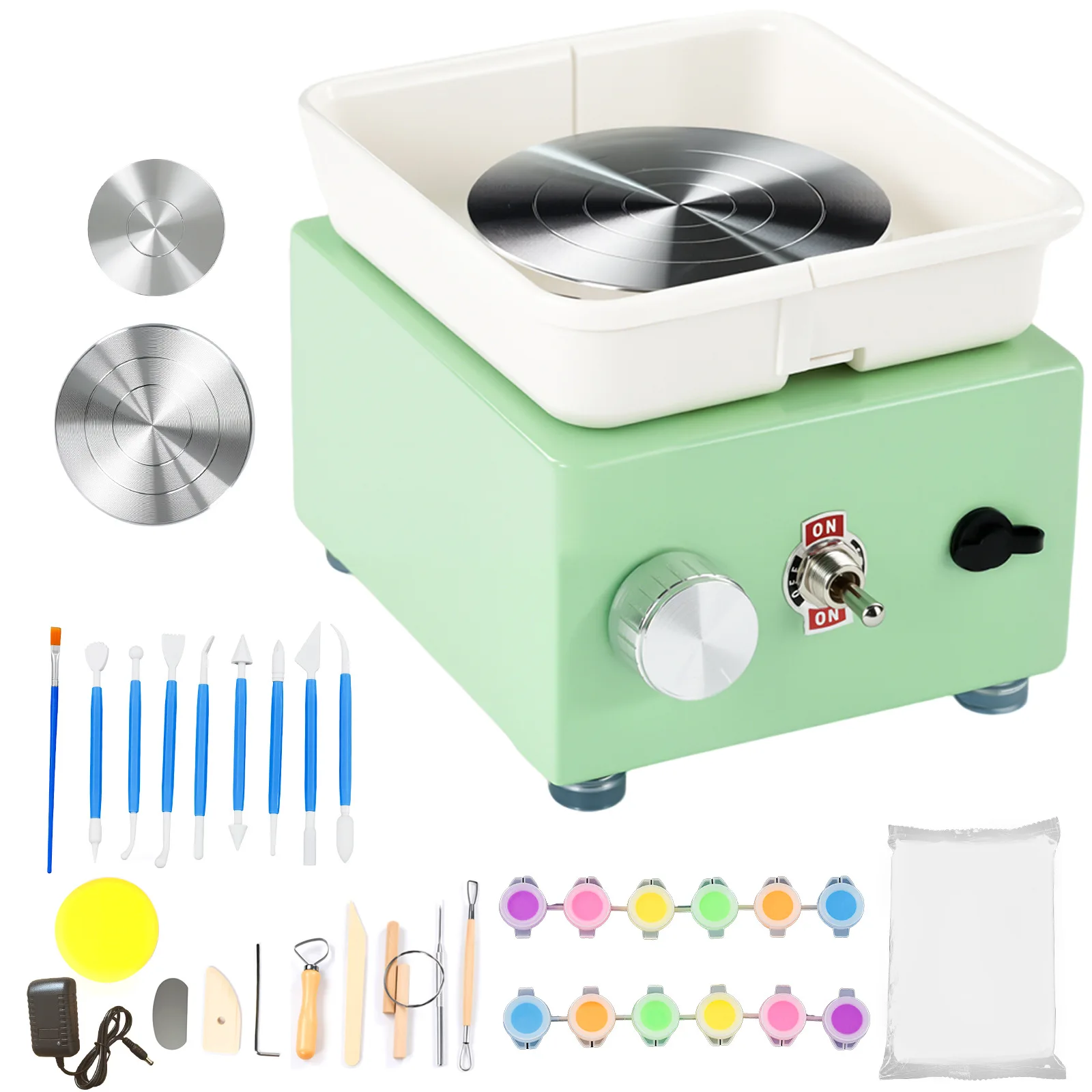 Mini pottery machine electric turntable soft pottery mud handmade green full set no-bake pottery mini drawing machine