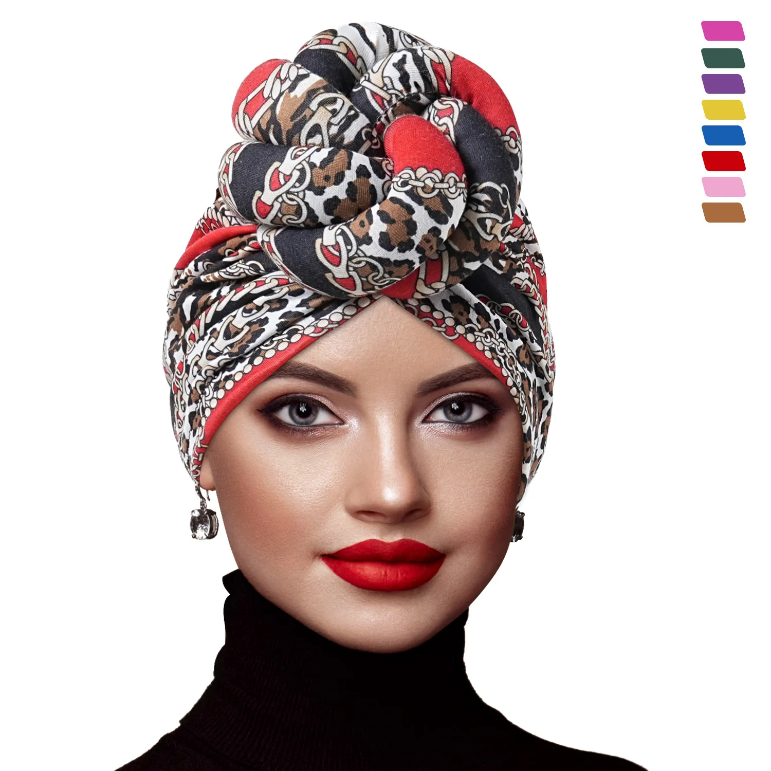 New African Turban for Women Large Flower Stretch Turban Headwrap Beanie Hat Ladies Turbante Mujer Bandanas Chemo Cap Head Cover