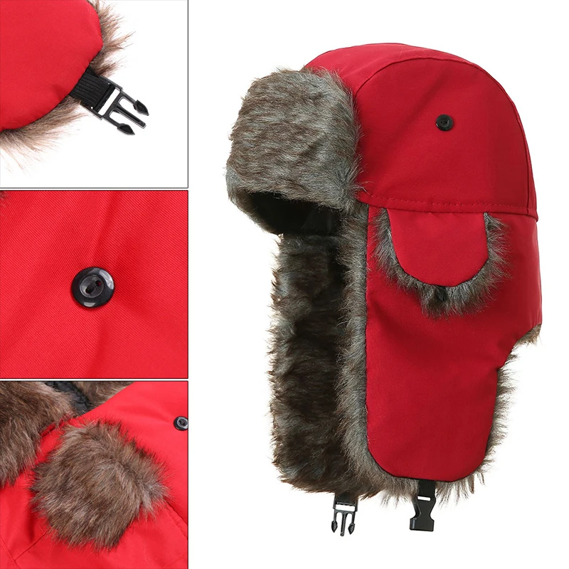 Inverno masculino trapper aviador soldado earflap quente russo à prova dwaterproof água chapéu de esqui bombardeiro boné russo quente protetores de ouvido chapéus