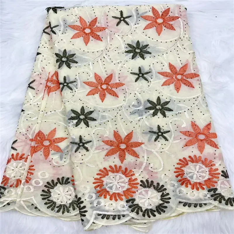 

5-ярдовая высококачественная швейцарская кружевная ткань, сухая кружевная вышивка, африканская 100% хлопчатобумажная ткань, швейцарская вуаль, кружево в Дубае, 30L393004