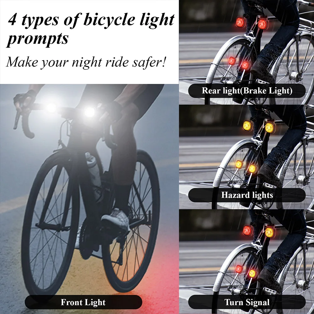 Portable Smart Light Emitting Diode Bike Tail Light with Rear Bike Light and Brake Signal Battery Powered Night Ride Accessories