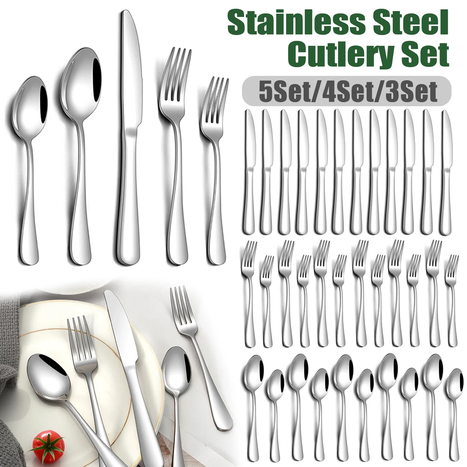 Stainless Steel Flatware Set Mirror Polished Heavy Duty Cutlery Set Silverware Set for Wedding Home Kitchen Restaurant