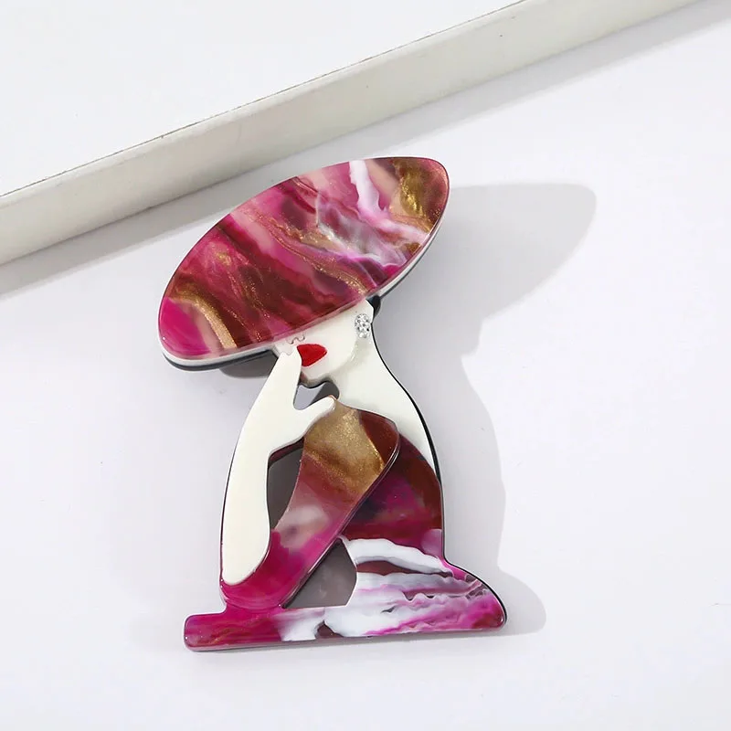 acrylic elegant sitting girl brooch fashion women's clothing accessories pins jewelry