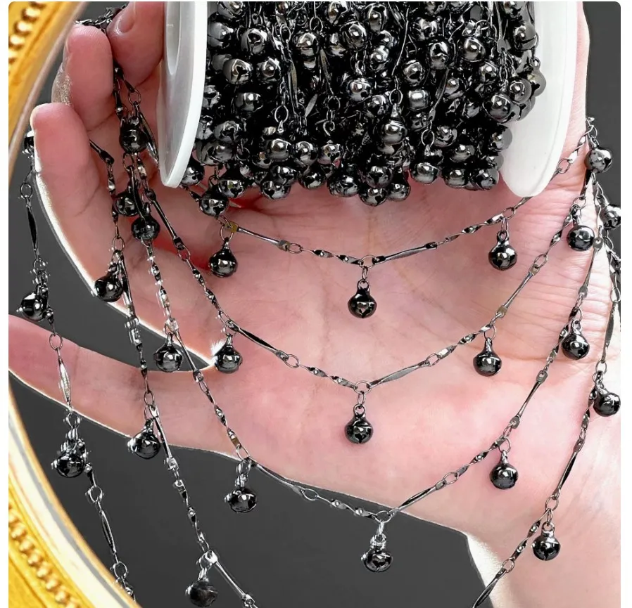 1Meter Gun Black Bell Pendant Copper Chain Twisted Rope Chain For DIY Necklace Bracelet Clothing Hair Jewelry Making Accessories