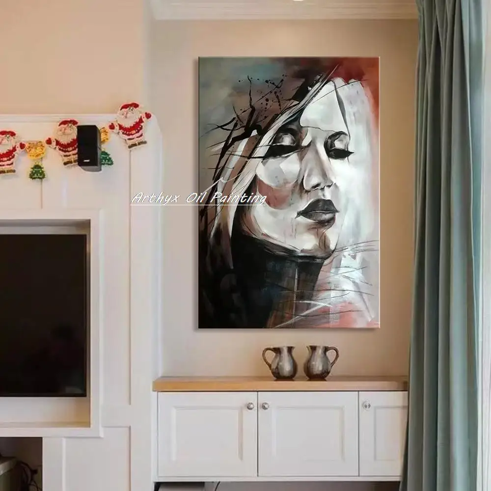 Arthyx Large Size Handmade Abstract Figure Oil Paintings On Canvas Modern Wall Art Girl Pictures For Living Room Home Decoration image 2