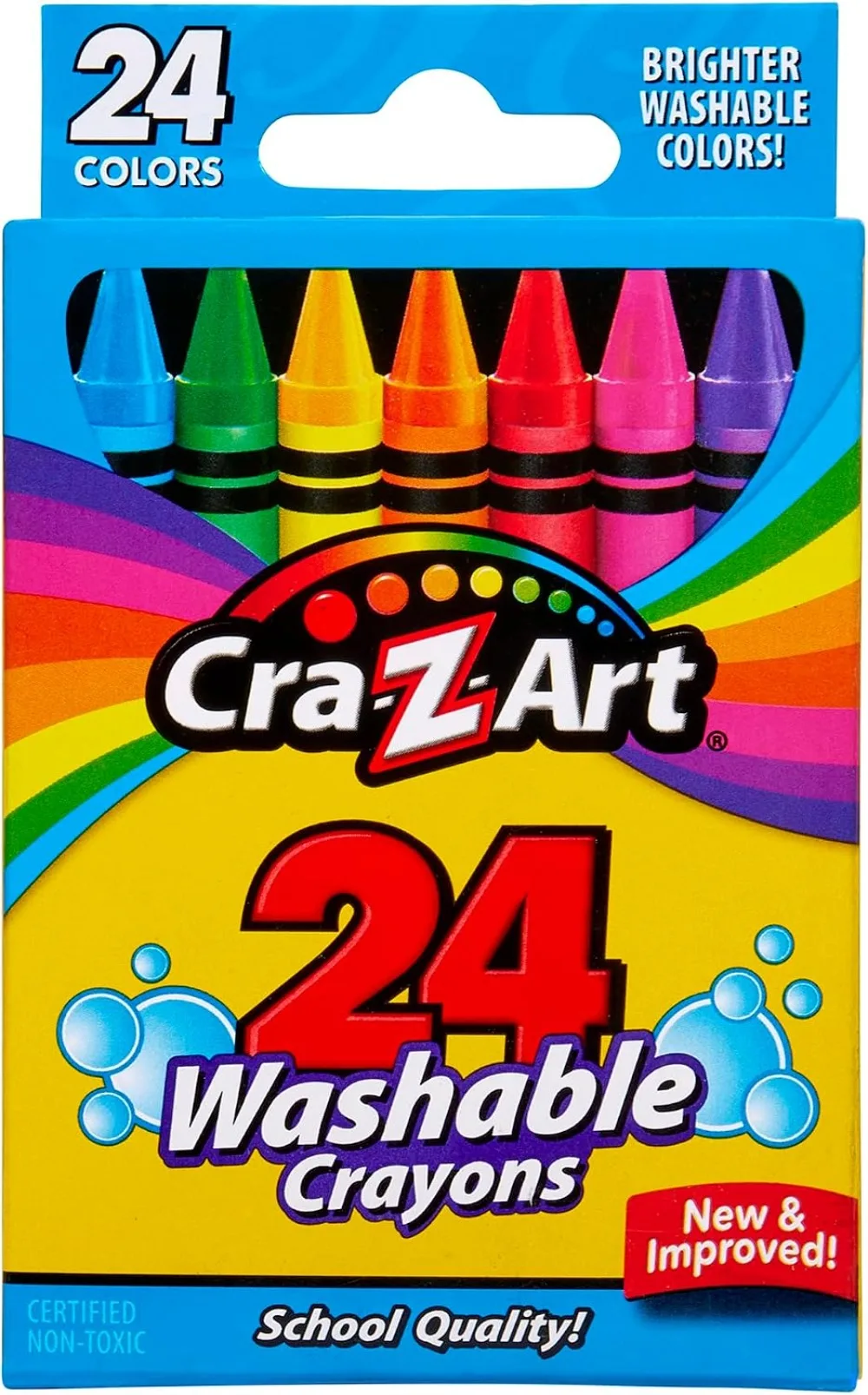 Washable Crayons Bulk 24 Count 6 Packs, Classroom School Supplies for Kids