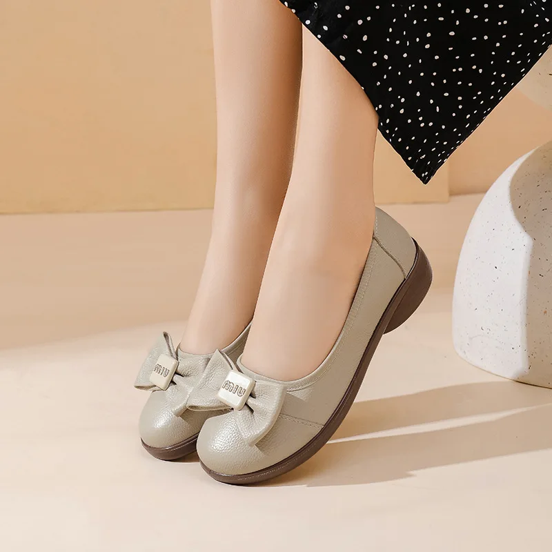 النساء عادي ماري جين أحذية جلدية الشقق حزام المتسكعون الضحلة كعب منخفض لينة Bowknot الأخفاف أحذية نسائية مريحة
