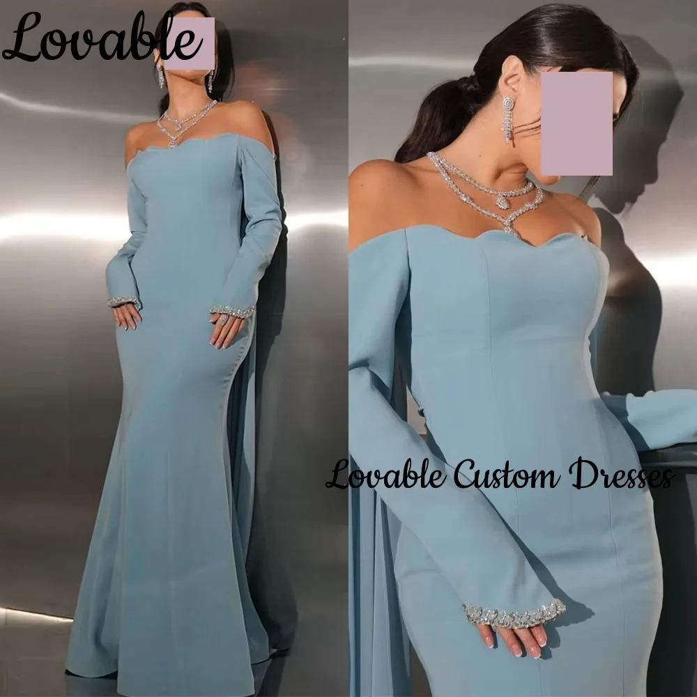 

Женские вечерние платья на заказ Русалка с открытыми плечами длиной до пола, платья для торжественных случаев с рюшами на молнии и длинными рукавами Ve