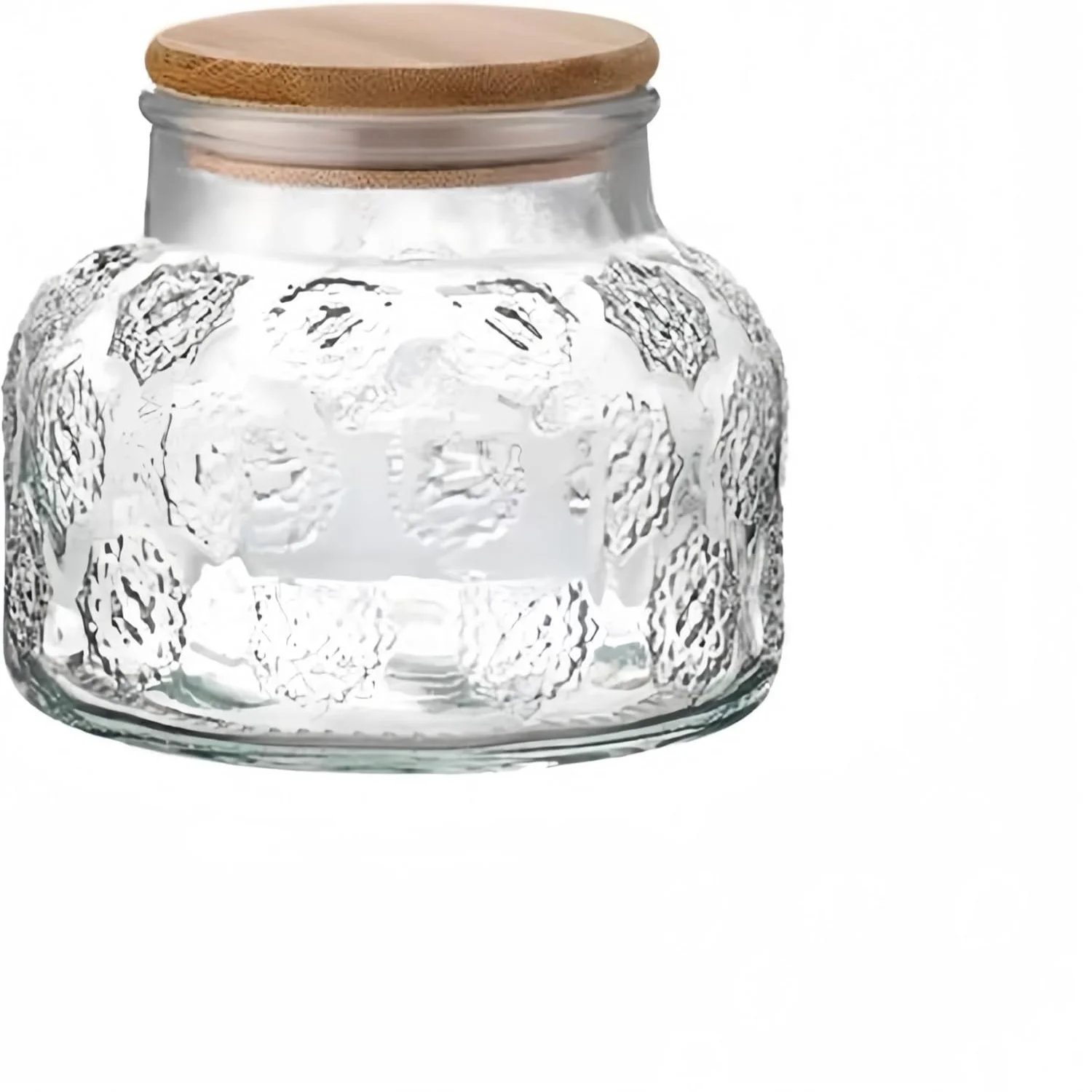 

Vintage Glass Jar with Bamboo Lid, 25.4FL OZ Snowflake Pattern Food Jar, Sealed Glass Jar, Decoration Mason Jar, Oatmeal, Jam