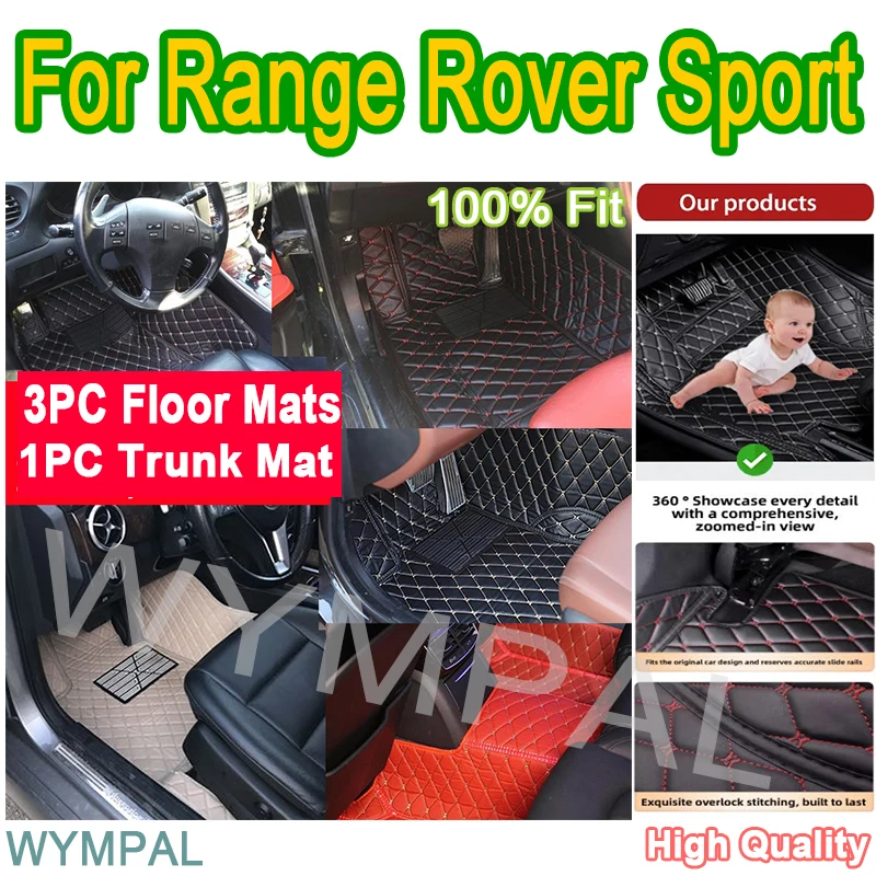 

Luxury Custom Car Floor Mats For Range Rover Sport 2014 2015 2016 2017 2018 5 Seater Auto Car Mats Full Set Interior pads cover