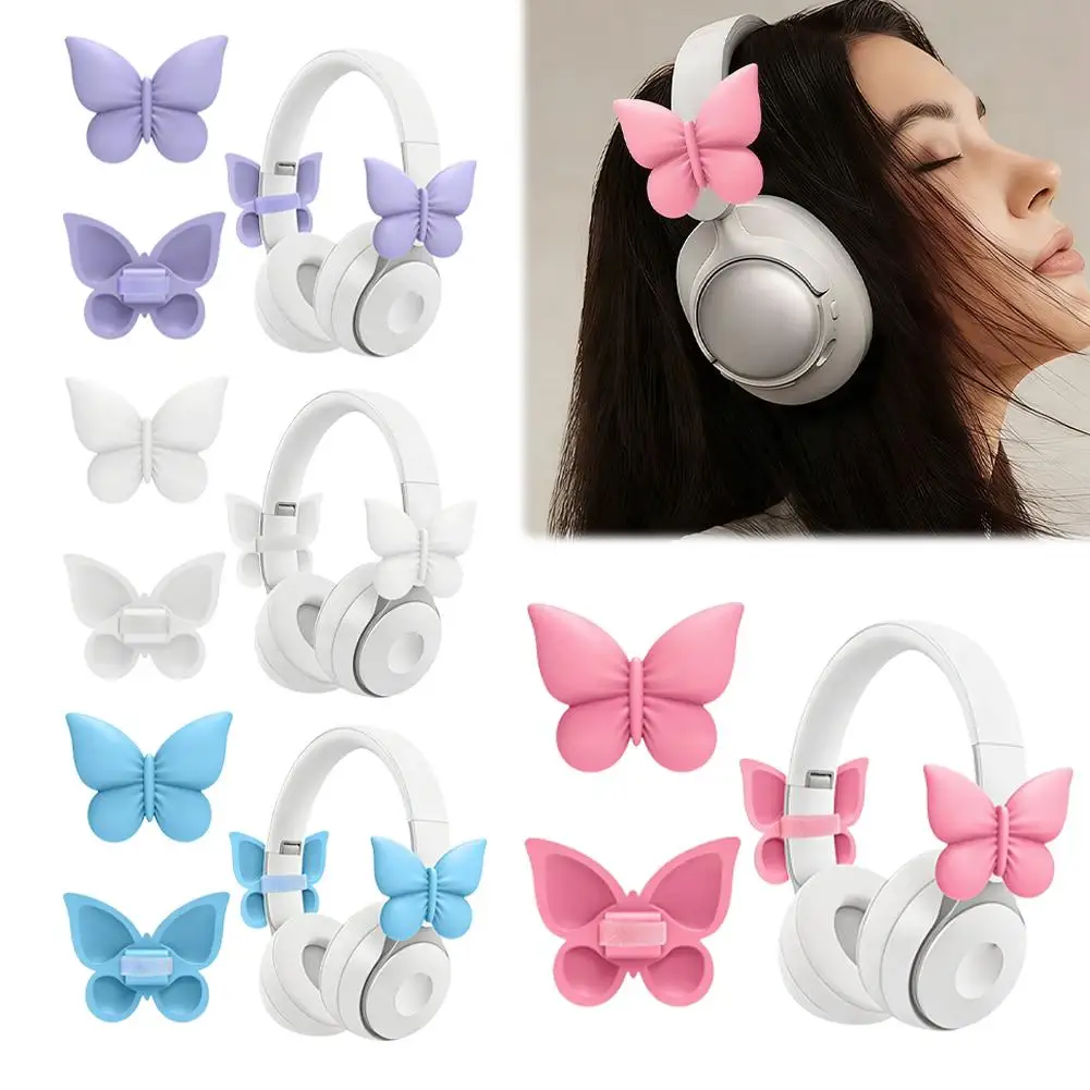 2026 2Pcs 3D Silicone Bow Headphone Decoration Cute Bowknot 