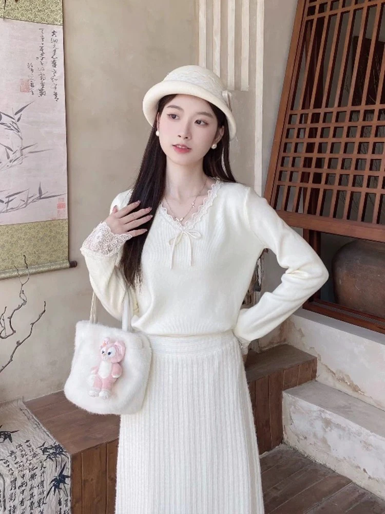 الحلو والتوابل V-Ne الدانتيل لصق عقدة التعادل بوت irt المرأة ربيع الخريف الرغبة النقية ملابس داخلية محبوك سترة...