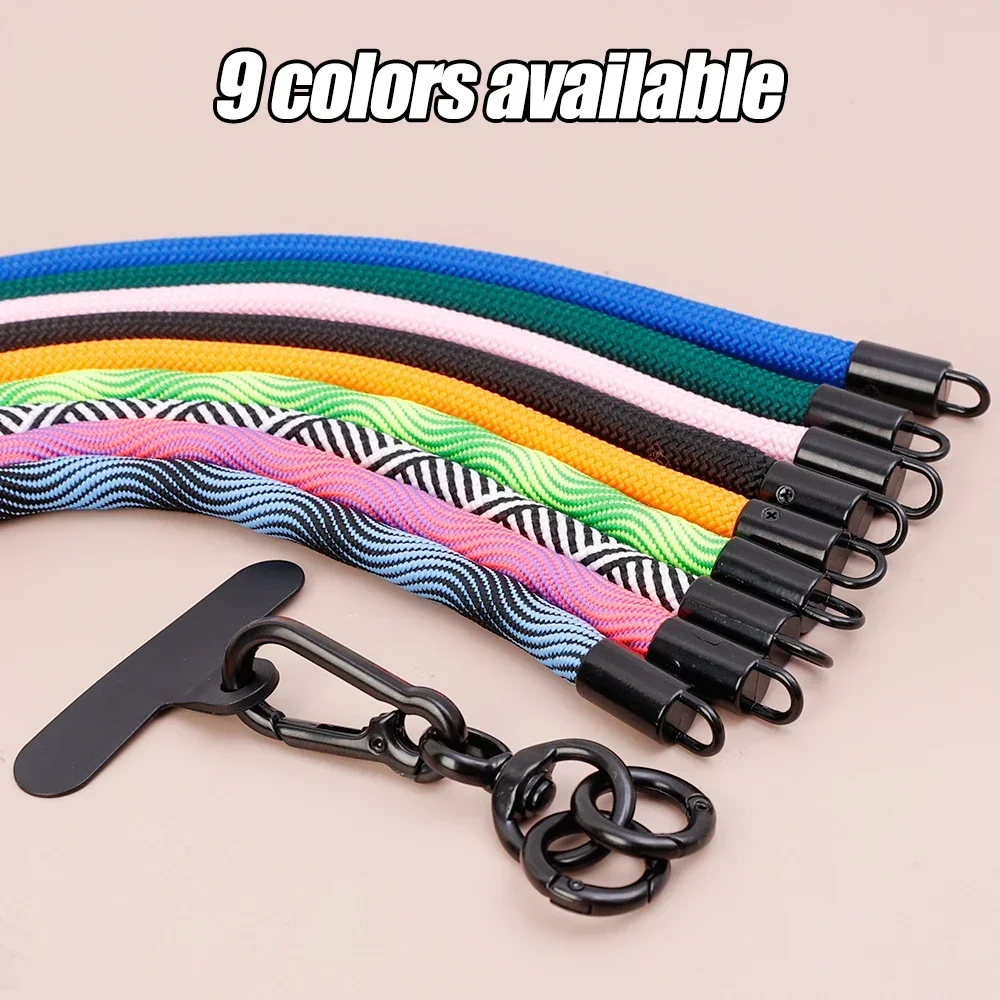 120cm Long Cell Phone Lanyard Anti-lost Crossbody Phone Strap Thick Adjustable Neck Band Chain with Patch for All Smartphone