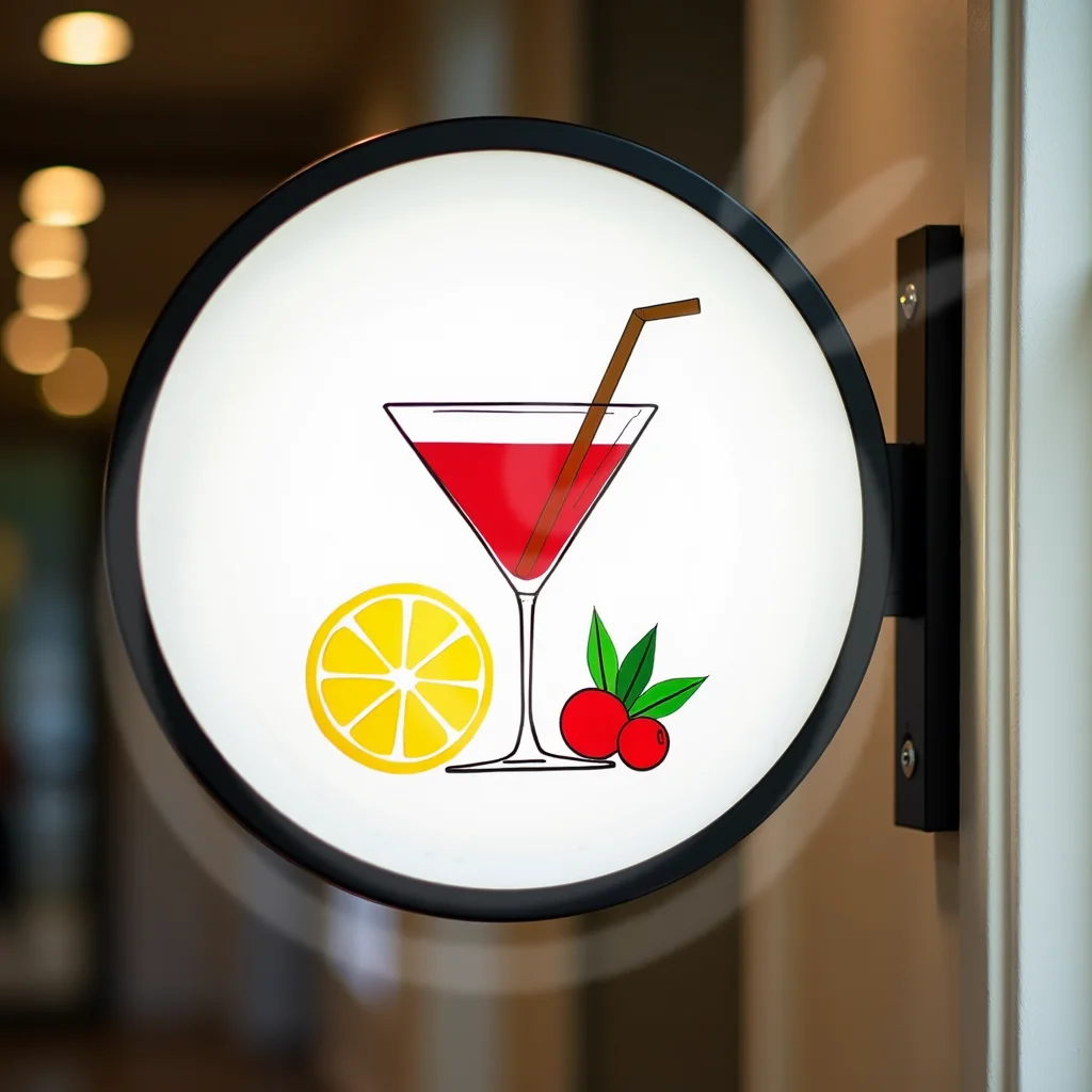 Custom Round Acrylic LED CocktailsLight Box for Bars Storefront Waterproof Double Sided Outdoor Business Signage Wall Mounted