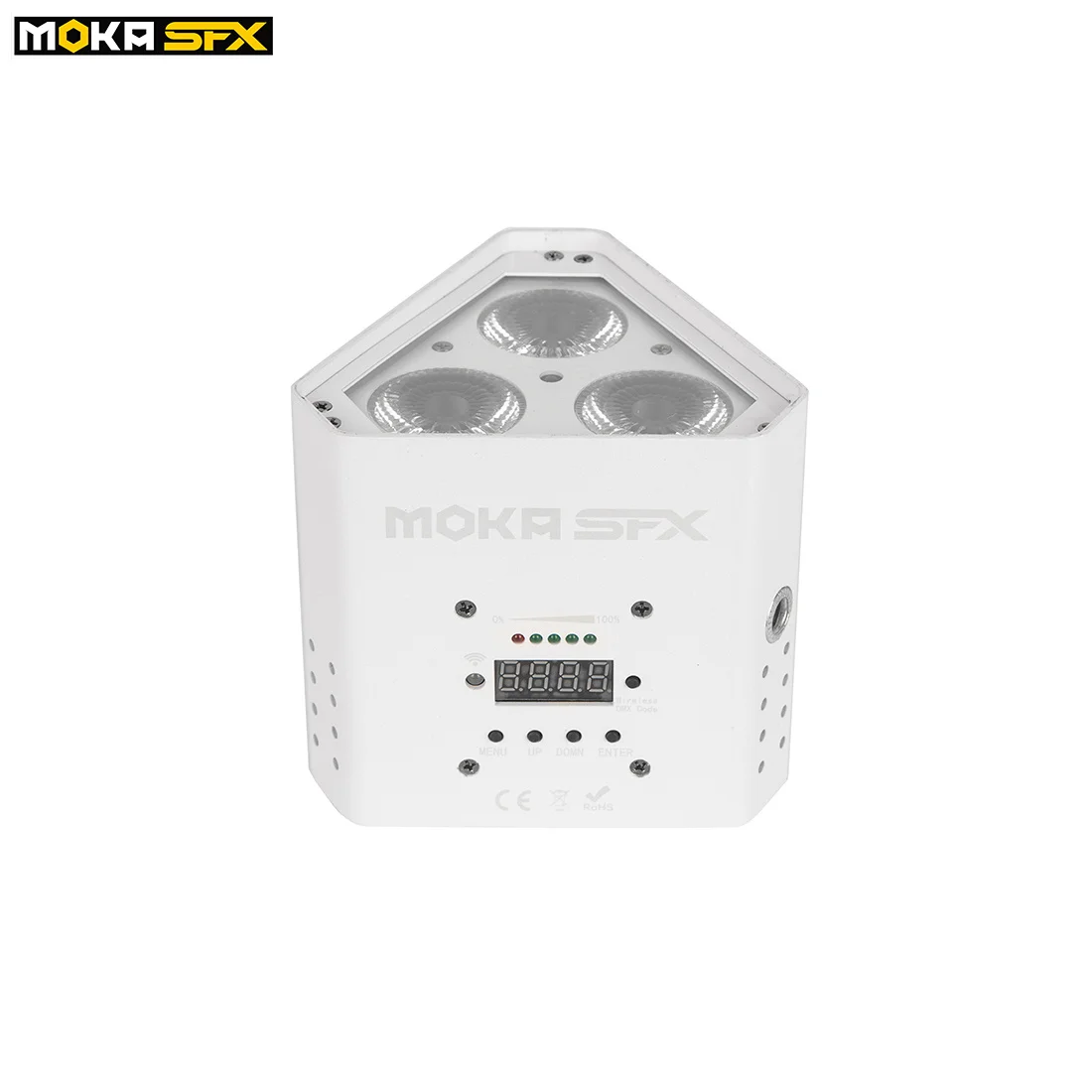 

MOKA SFX Аккумуляторный 3x1 8 Вт беспроводной светодиодный прожсветильник Тор с дистанционным управлением через приложение RGBWA + UV 6 в 1 для диджея, сценическое освещение, шоу