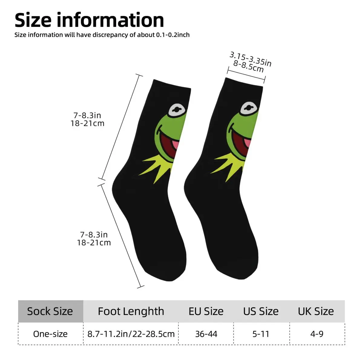 Kermit The Frog Socks Harajuku Super Soft Stockings All Season Long Socks Accessories for Man's Woman's Christmas Gifts