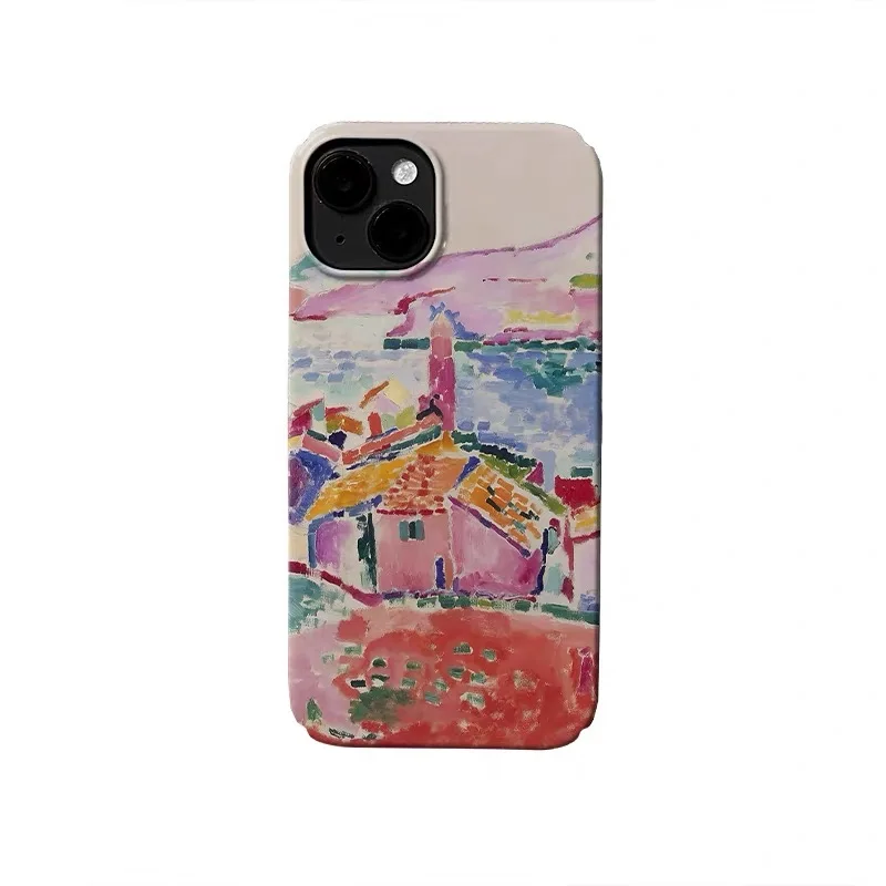 

Pink Oil Painting House Phone Case for IPHONE 17 Air 16E 15 PROMAX 14 Plus 13 12 MINI 11 PRO 16Plus XR XS SE Acrylic Phone Cover