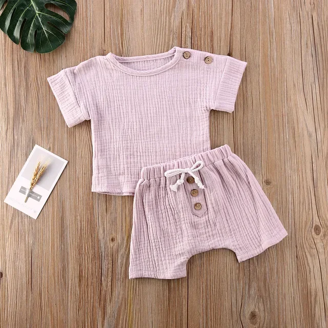 New Baby Girls Boys Cotton Summer Short Sleeve Tops+Shorts Suits