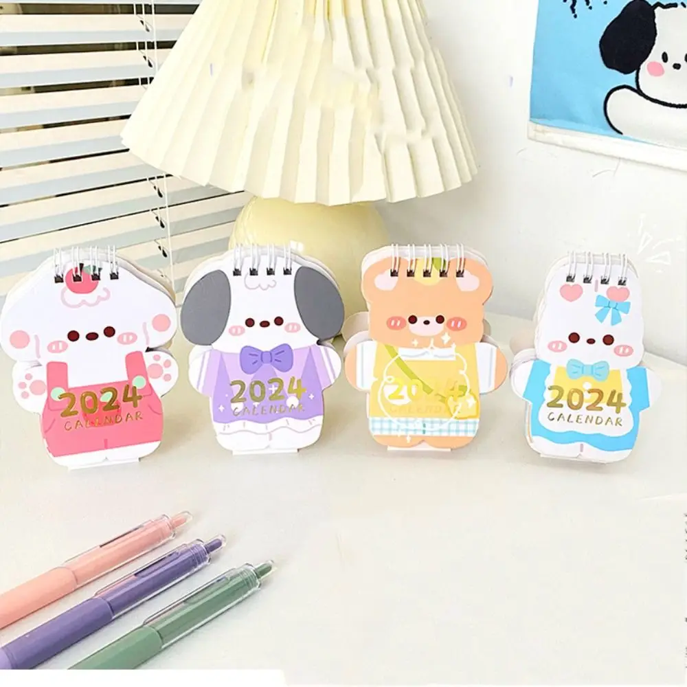 2024 Cute Cartoon Desk Calendar ins Style calendario mensile Cartoon Cute Desktop ornamenti creativi Check-in Planner