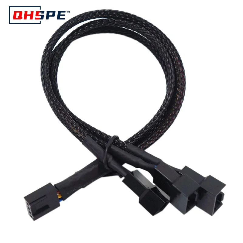 Black Boot 27 cm PWM-Verlängerungskabel, 4-poliger Anschluss, 1 auf 4/3/2/1-Wege-Splitter für 4-poligen PWM-Lüfter – Computer-Hardware-Kabel