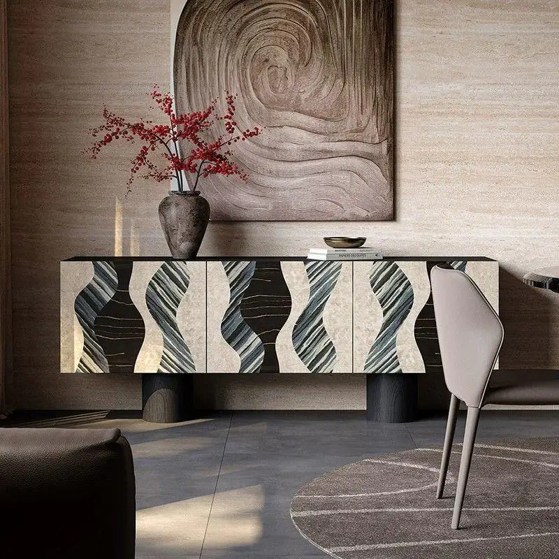 Italian light luxury, art parquet side cabinet, foyer entrance cabinet, high-end sense, kitchen storage decoration