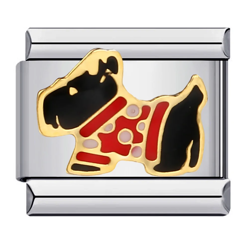 Trendy Glaze Animals Horse Dog Panda Bear Elephant unicorn Italian Charm Bracelets Fit 9mm Stainless Steel Jewelry DIY Making