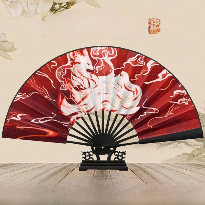 

New Chinese Style Red Peony Fan Portable Hanfu Accessory Student Folding Fan Ancient Style Fan Handmade Bamboo Material