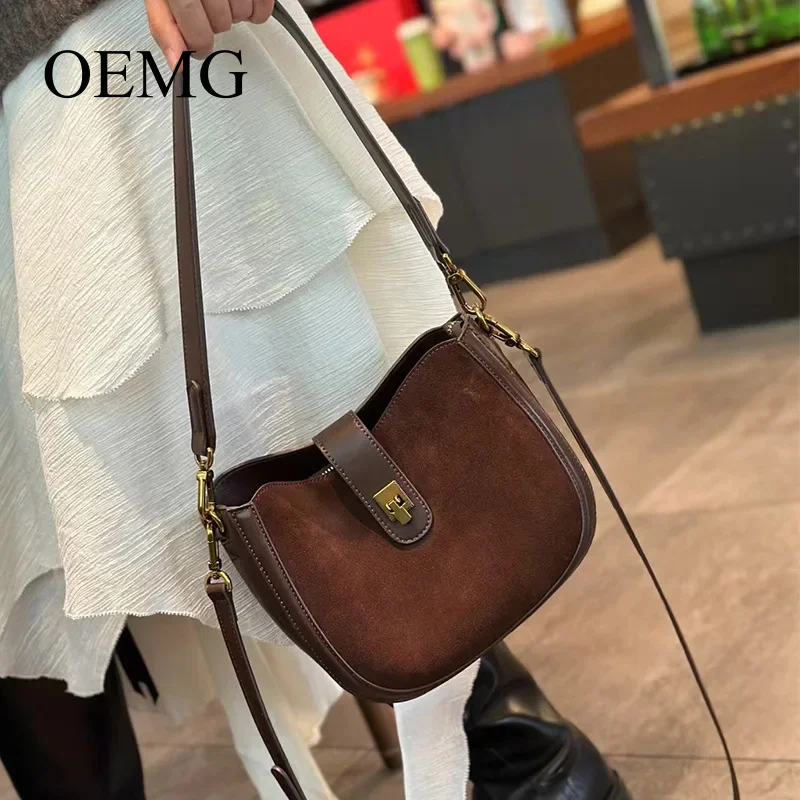 

OEMG женская сумка из натуральной коровьей кожи для женщин, сумка, новая сумка-ведро через плечо, роскошная сумка на плечо, винтажная сумка