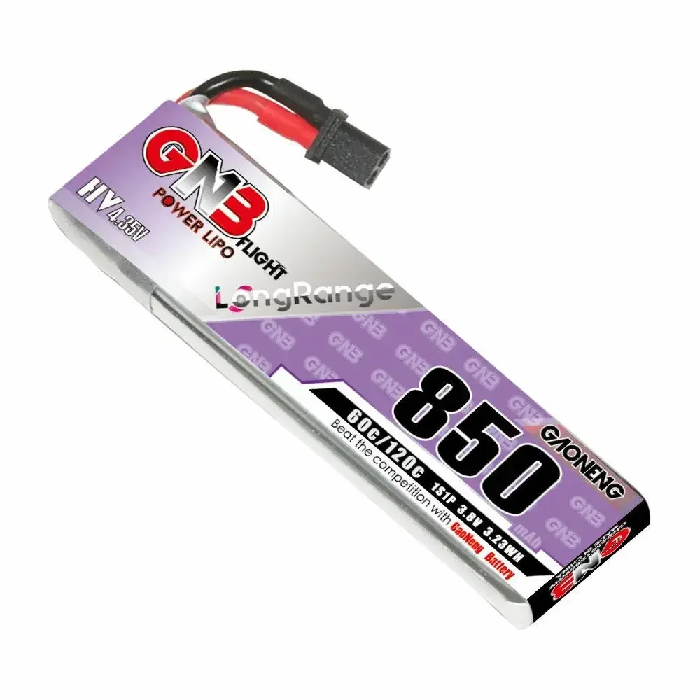 6 X akumulatorów Lipo GAONENG 1S 850 mAh 3,8 V 60C HV 4,35 V ze złączem A30 wysokoprądowym do dronów RC FPV DIY Parts