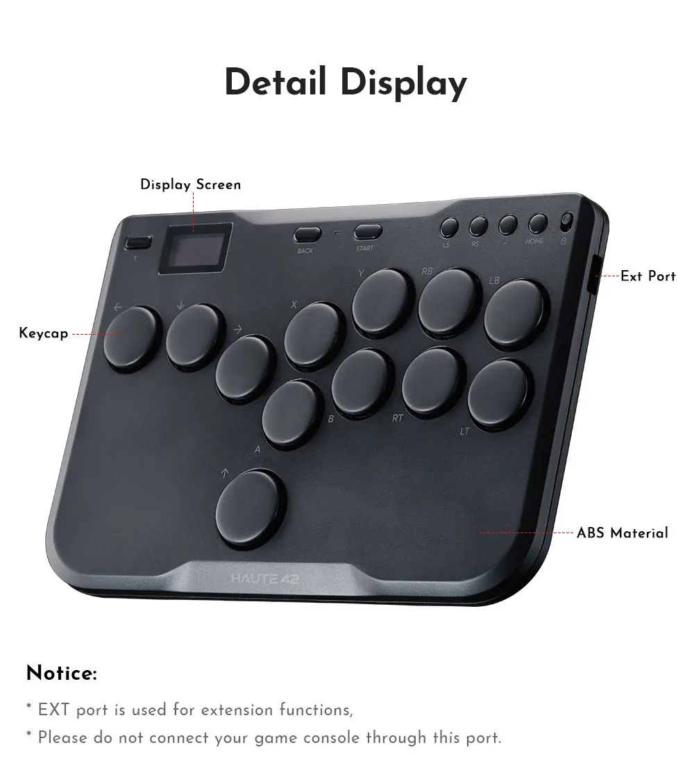Haute42 Arcade Joystick Mini Hitbox Leverless Arcade Controller For PC/PS4/PS5/Switch Leverless Arcade Stick Hitbox Fighting