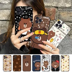 Korea Cute L-Line F-Friends B-Brown Phone Case Silicone Soft for iphone 15 14 13 12 11 Pro Mini XS MAX 8 7 6 Plus X XS XR Cover