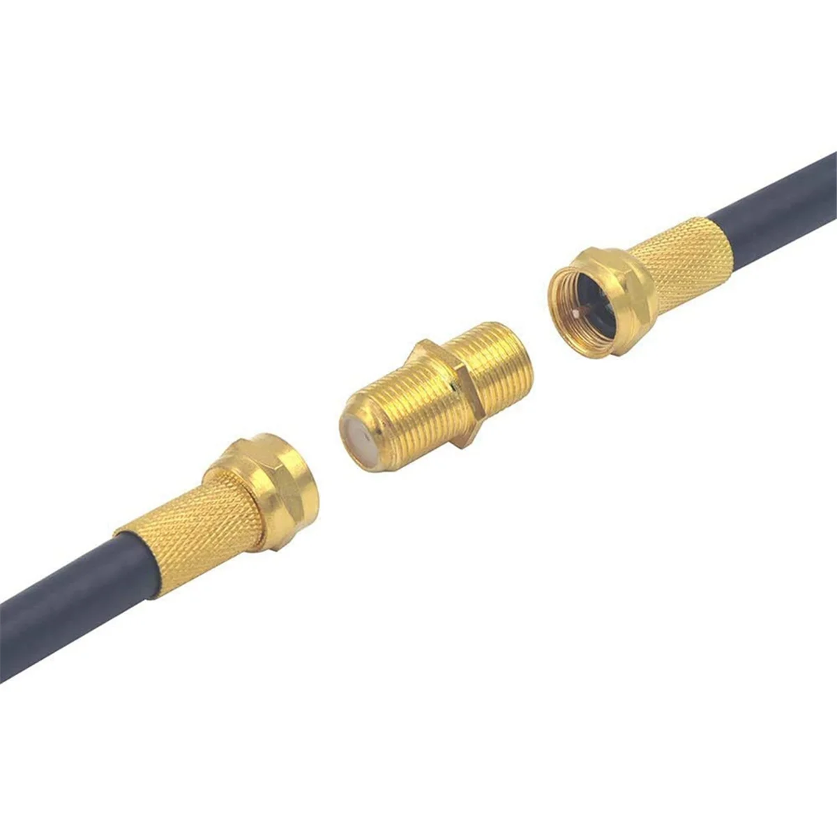 Conector de cabo coaxial de 5 pces, adaptador banhado a ouro tipo f rg6 fêmea para fêmea extensor de cabo coaxial para cabos de tv