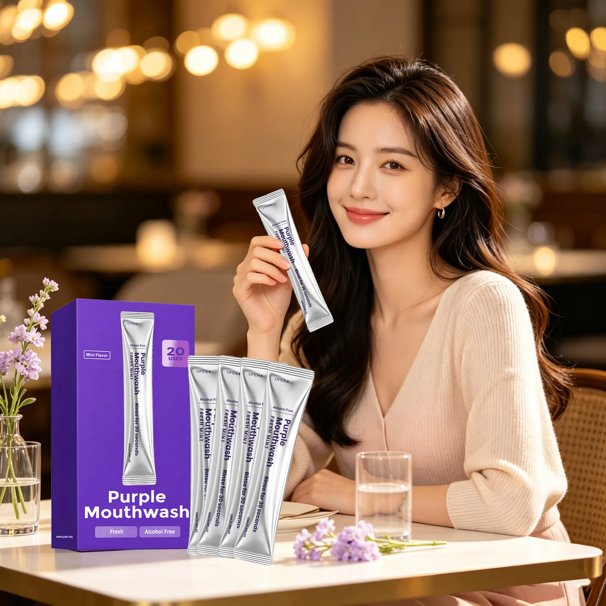 Teeth Whitening Gum - Purple Fresh Mouthwash Remove Mouth Odor